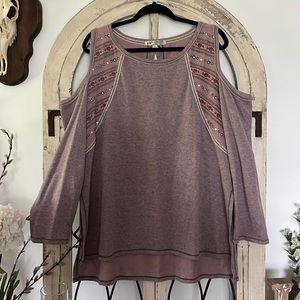 Jolt Dusty Pink Cold Shoulder Blouse